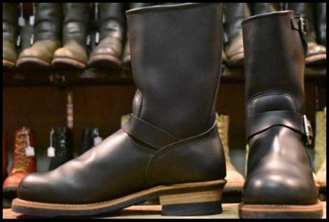 【9D 美品 PT99プリント 旧シルエット 04年】レッドウィング 2268 エンジニア 黒 ブラッククローム ブーツ redwing HOPESMORE