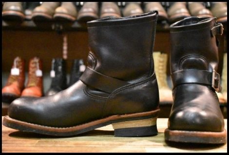 【8D 良品 11年】レッドウィング 2976 ショート エンジニア 黒 ブラッククローム スチールトゥ プルオン ブーツ redwing HOPESMORE