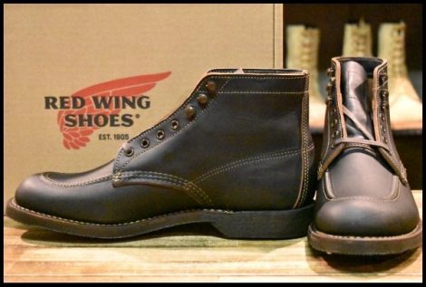 【8.5D 未使用 19年】レッドウィング 8075 1930s スポーツ 黒 ブラック プレーリー フラットボックス 編み上げ ブーツ redwing HOPESMORE