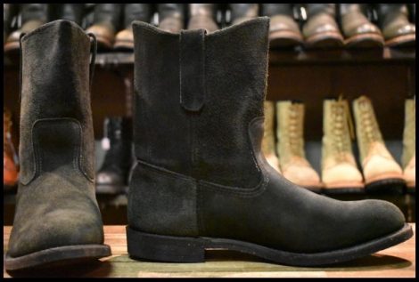 【9.5D 箱付 未使用 08年】レッドウィング 8186 黒スエード ペコス ブラック ラフアウト プルオン ブーツ redwing pecos HOPESMORE