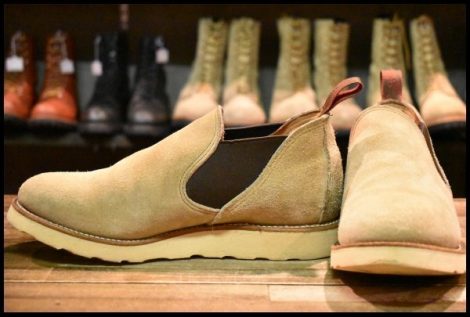【8.5E 良品 98年】レッドウィング 8148 スエード サイドゴア タンラフアウト ベージュ スエード 短靴 ブーツ redwing HOPESMORE