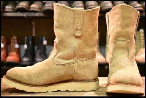 【6.5E 良品 羽タグ 98年】レッドウィング 8168 スエード ペコス タン ラフアウト ベージュ クッションソール ブーツ redwing HOPESMORE