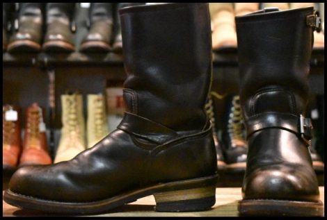 【8D 良品 PT91プリント】レッドウィング 2268 エンジニア 黒 ブラッククローム スチールトゥ ブーツ redwing HOPESMORE
