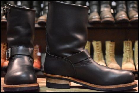 【9.5D 箱付 良品 08年】レッドウィング 2268 エンジニア 黒 ブラッククローム スチールトゥ プルオン ブーツ redwing HOPESMORE