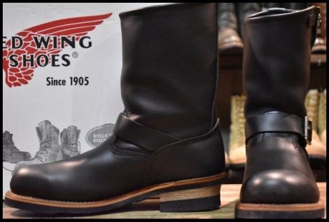 【9.5D 箱付 良品 08年】レッドウィング 2268 エンジニア 黒 ブラッククローム スチールトゥ プルオン ブーツ redwing HOPESMORE