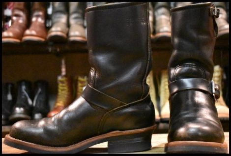 【7.5D 良品 PT91プリント 93年02月刻印 カスタム】レッドウィング 2268 エンジニア ブーツ ブラック クローム redwing HOPESMORE