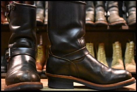 【7.5D 良品 PT91プリント 93年02月刻印 カスタム】レッドウィング 2268 エンジニア ブーツ ブラック クローム redwing HOPESMORE