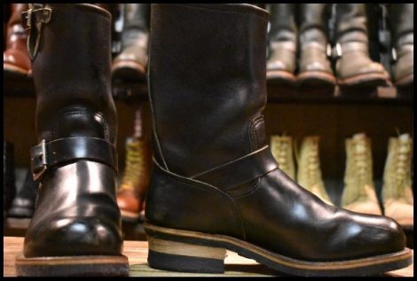 【7D 良品 PT83 縦羽タグ 88年1月刻印】レッドウィング 2268 エンジニア 黒 ビンテージ スチールトゥ プルオン ブーツ redwing HOPESMORE