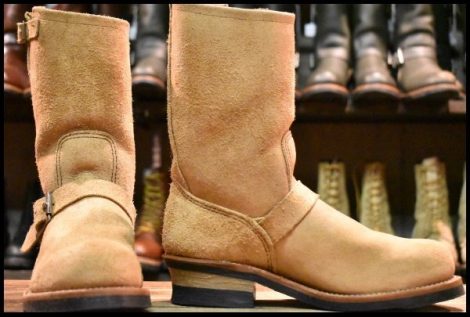 【7.5D 美品 18年】レッドウィング 9269 エンジニア タン ブルハイド ラフアウト スチールトゥ ベージュ ブーツ redwing HOPESMORE