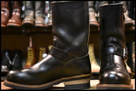 【7D 良品 PT83 縦羽タグ 88年1月刻印】レッドウィング 2268 エンジニア 黒 ビンテージ スチールトゥ プルオン ブーツ redwing HOPESMORE