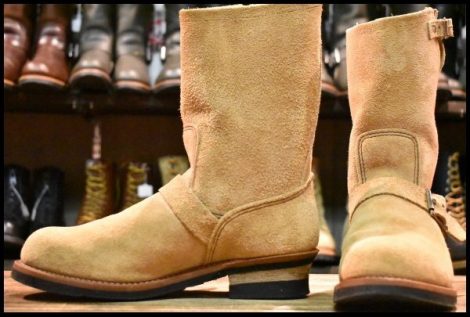 【9.5D 美品 18年】レッドウィング 9269 エンジニア タン ブルハイド ラフアウト スチールトゥ ベージュ ブーツ redwing HOPESMORE