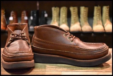 【7.5E 良品】RUSSELLMOCCASIN ラッセルモカシン スポーティングクレーチャッカ トリプルバンプ ブラウン ビブラム2060 ブーツ HOPESMORE