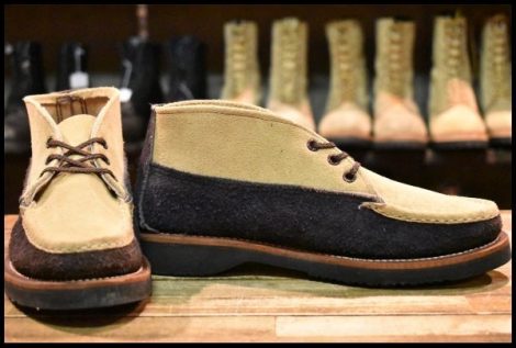 【7.5EE 美品】RUSSELL MOCCASIN ラッセルモカシン スポーティングクレーチャッカ ツートン スエード ネイビー×ララミー ブーツ HOPESMORE