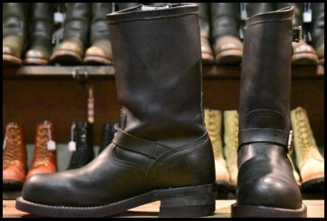 【9.5E 良品 白タグ】Chippewa チペワ エンジニア 27863 黒 ブラック スチールトゥ 11インチハイト ブーツ HOPESMORE
