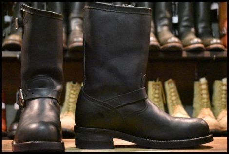 【9.5E 良品 白タグ】Chippewa チペワ エンジニア 27863 黒 ブラック スチールトゥ 11インチハイト ブーツ HOPESMORE