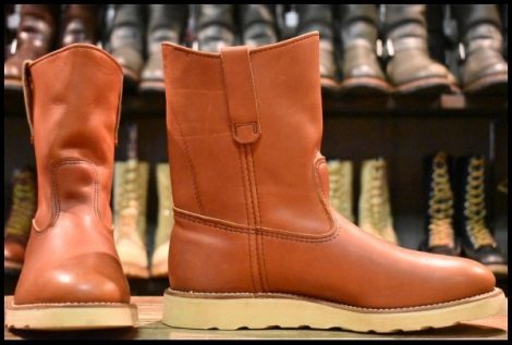 【8.5E DEAD 旧緑犬タグ 91年】レッドウィング 866 ペコス 赤茶 オロラセット クッションソール プルオン ブーツ redwing pecos HOPESMORE