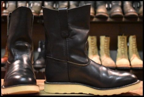 【7E 箱付 美品 03年】レッドウィング 8169 ペコス 黒 ブラッククローム クッションソール ブーツ redwing pecos HOPESMORE
