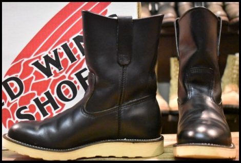 【7E 箱付 美品 03年】レッドウィング 8169 ペコス 黒 ブラッククローム クッションソール ブーツ redwing pecos HOPESMORE