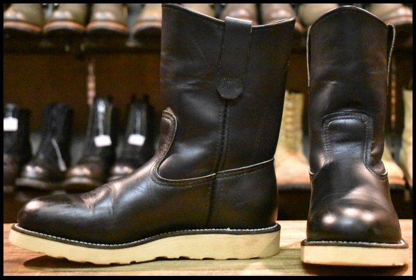 【5.5D 美品 羽タグ 00年】レッドウィング 8169 ペコス 黒 ブラッククローム クッションソール プルオン ブーツ redwing pecos HOPESMORE