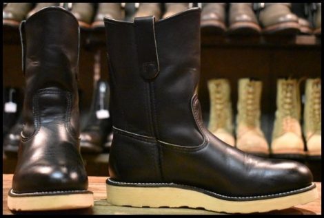 【5.5D 美品 羽タグ 00年】レッドウィング 8169 ペコス 黒 ブラッククローム クッションソール プルオン ブーツ redwing pecos HOPESMORE