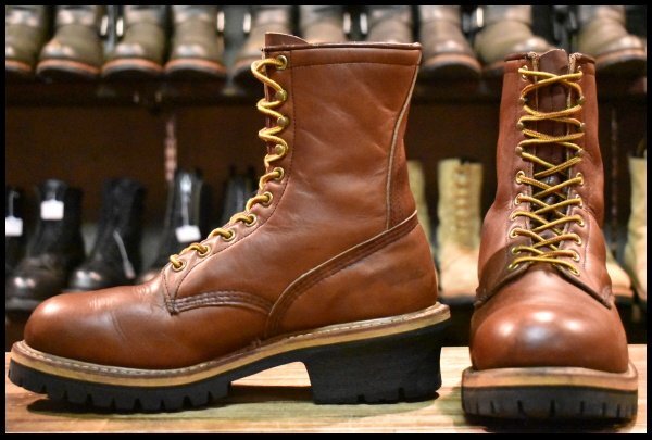【7.5EE 良品 PT91刺繍】レッドウィング 4418 ロガー 茶 ブラウン スチールトゥ ロング シンサレート付き ブーツ redwing HOPESMORE
