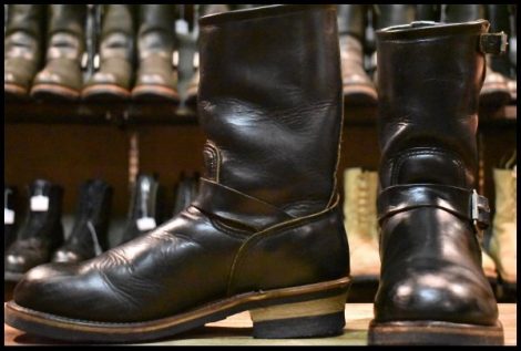 【8.5D 良品 PT91刺繍 97年】レッドウィング 2268 エンジニア 黒 ブラッククローム スチールトゥ プルオン ブーツ redwing HOPESMORE