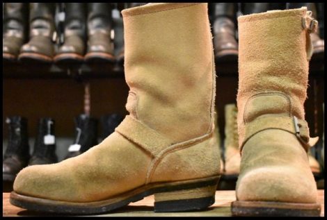 【7.5D 良品 PT91プリント】レッドウィング 8268 スエード エンジニア ラフアウト スチールトゥ ベージュ ブーツ redwing HOPESMORE