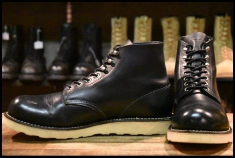 【10D 良品 08年】レッドウィング 8165 アイリッシュセッター 黒 ブラッククローム プレーントゥ 編み上げ ブーツ redwing HOPESMORE