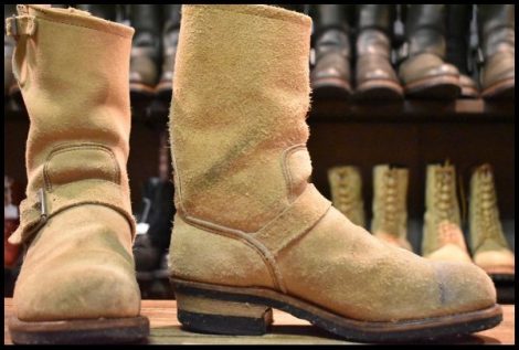 【7.5D 良品 PT91プリント】レッドウィング 8268 スエード エンジニア ラフアウト スチールトゥ ベージュ ブーツ redwing HOPESMORE