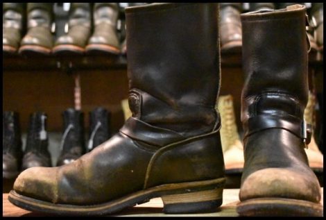 【8.5D 中古 PT91プリント 96年】レッドウィング 2268 エンジニア ブラッククローム スチールトゥ プルオン ブーツ redwing HOPESMORE