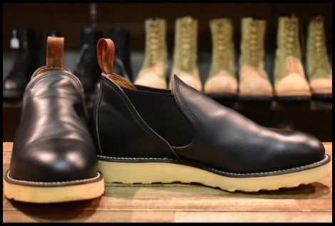 【7E 美品 90’S】レッドウィング 8142 サイドゴア 黒 ブラッククローム ローカット プレーントゥ 短靴 ブーツ redwing HOPESMORE