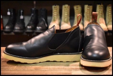 【7E 美品 90’S】レッドウィング 8142 サイドゴア 黒 ブラッククローム ローカット プレーントゥ 短靴 ブーツ redwing HOPESMORE