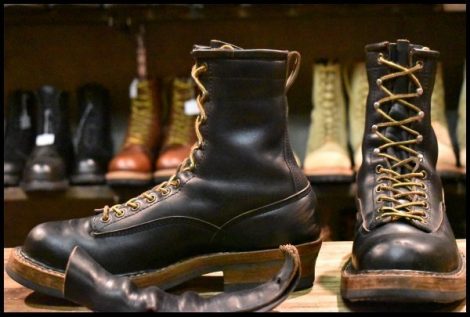 【9E 良品】WHITE’S ホワイツ スモークジャンパーLTT ブラッククロムエクセル ビブラム700ダブル 編み上げ レースアップブーツ HOPESMORE