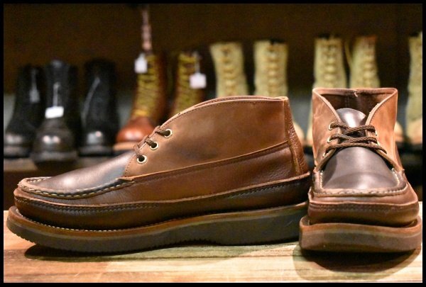 【8E 良品】RUSSELLMOCCASIN ラッセルモカシン スポーティングクレーチャッカ ダブルモカシン ブラウン ビブラム2060 ブーツ HOPESMORE