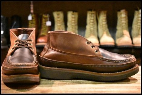 【8E 良品】RUSSELLMOCCASIN ラッセルモカシン スポーティングクレーチャッカ ダブルモカシン ブラウン ビブラム2060 ブーツ HOPESMORE