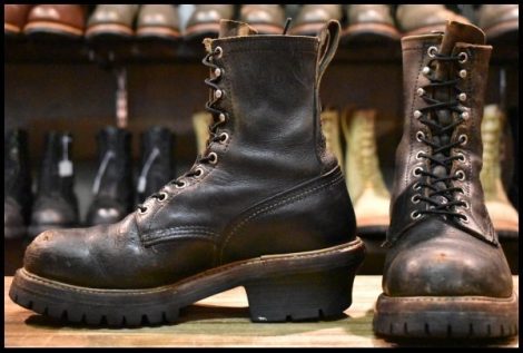 【7EE 中古 旧羽タグ ANSI75 80年5月刻印】レッドウィング 2218 ロガー 黒 ブラック ロング ビンテージ ブーツ redwing 699 HOPESMORE