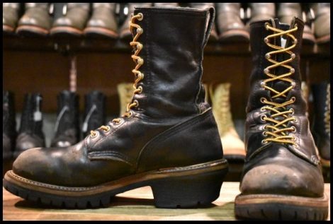 【7.5D 中古 PT83 92年08月刻印】レッドウィング 2218 ロガー 黒 ブラッククローム スチールトゥ ブーツ redwing HOPESMORE