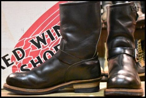 【10D 箱付 良品 PT99刺繍】レッドウィング 2268 エンジニア 黒 ブラッククローム スチールトゥ プルオン ブーツ redwing HOPESMORE