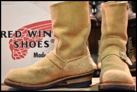 【8D 箱付 良品 PT91刺繍】レッドウィング 8268 スエード エンジニア タン ラフアウト スチールトゥ ベージュ ブーツ redwing HOPESMORE
