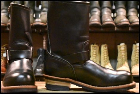 【8.5D 美品 14年】レッドウィング 2268 エンジニア 黒 ブラッククローム スチールトゥ プルオン ブーツ redwing HOPESMORE
