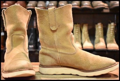 【7.5E 良品 羽タグ 98年】レッドウィング 8168 スエード ペコス タン ラフアウト ベージュ クッションソール ブーツ redwing HOPESMORE