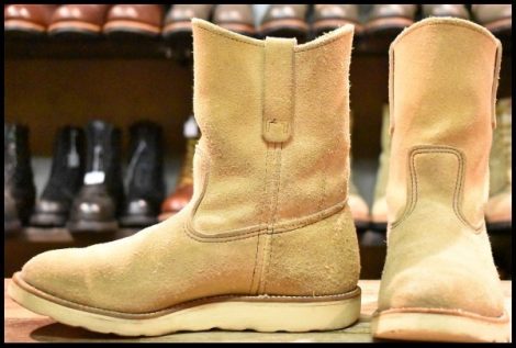 【8E 良品 羽タグ 96年】レッドウィング 8168 スエード ペコス タン ラフアウト ベージュ クッションソール ブーツ redwing HOPESMORE