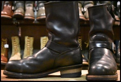 【8.5D 良品 06年 旧シルエット】レッドウィング 2268 エンジニア 黒 ブラッククローム プルオン スチールトゥ ブーツ redwing HOPESMORE