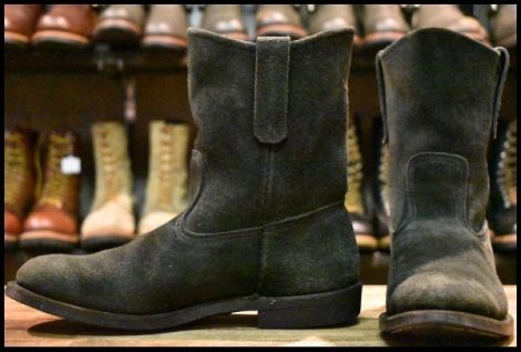 【8.5D 良品 07年】レッドウィング 8186 黒スエード ペコス ブラック ラフアウト プルオン ブーツ redwing pecos HOPESMORE