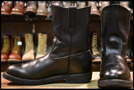 【8E 良品 羽タグ】レッドウィング 1180 ペコス 黒 ブラッククローム プルオン ブーツ redwing pecos HOPESMORE