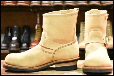 【8.5D 美品 14年】レッドウィング 2965 ショート スエードエンジニア ホーソーンアビレーン ラフアウト 茶 ブーツ redwing HOPESMORE