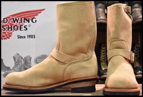 【10D DEAD PT99プリント 旧シルエット 05年】レッドウィング 8268 スエード エンジニア スチールトゥ ベージュ ブーツ redwing HOPESMORE
