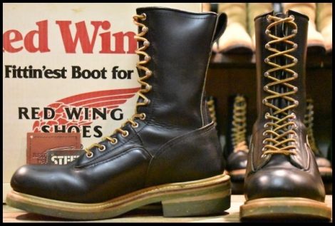 【8.5EE 箱付 良品 PT91プリント 95年】レッドウィング 4919 ロガー ブラック 緑ソール スチールトゥ 919 650 ブーツ redwing HOPESMORE