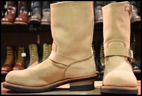 【9.5D 美品 11年】レッドウィング 8268 スエード エンジニア ラフアウト スチールトゥ ベージュ ブーツ redwing HOPESMORE