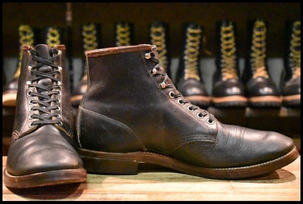 10D 良品 縄タグ 40'S50'S】Chippewa チペワ 編み上げブーツ ブラック